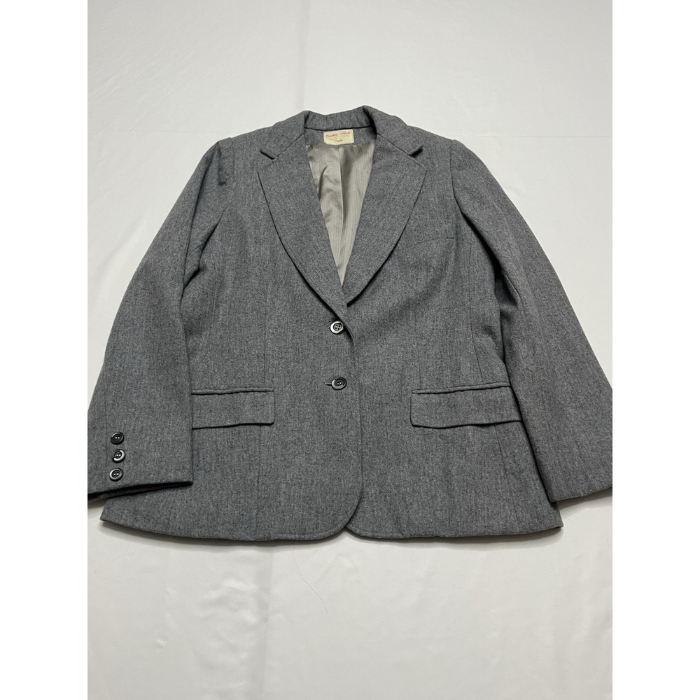 Women's Vintage Pendleton Virgin Wool Gray Made In USA Blazer Small